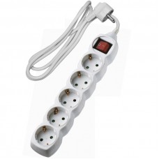 Πολύπριζο 5 Θέσεων Με Διακόπτη & Καλώδιο 3x1mm 1.5m Λευκό 15-311551